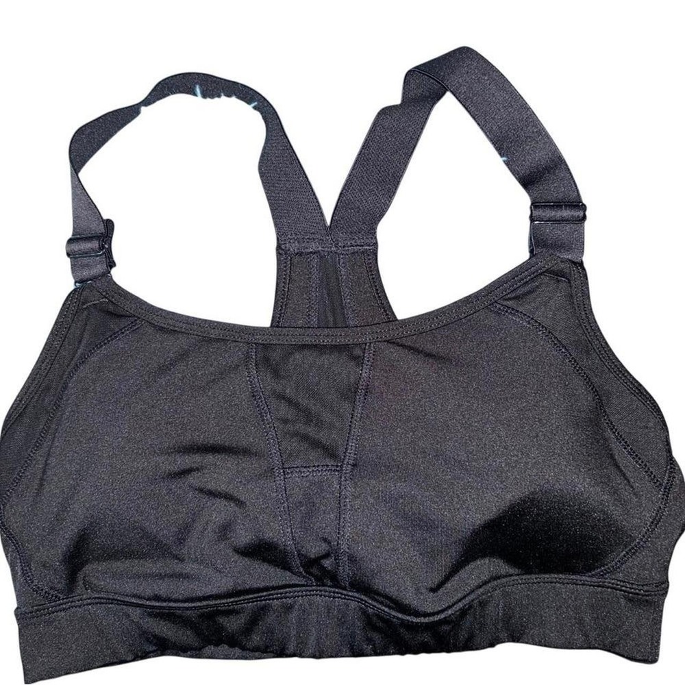 Jockey Womens Black Mesh Racerback Sports Bra Adjustable Straps Large